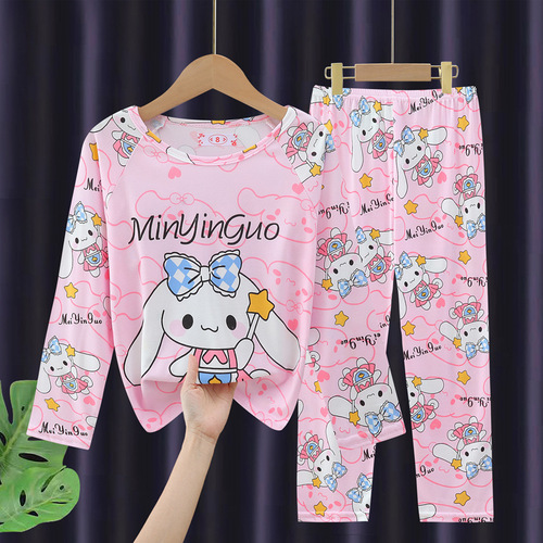 Children's pajamas, girl's spring and autumn long-sleeved thin set, princess-style home clothes for girls, outerwear