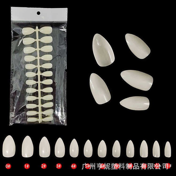 Factory Direct Sales Japanese-style Pointed Round Head Fully Paste Transparent Natural White 500 Pieces Oval Nails Wholesale