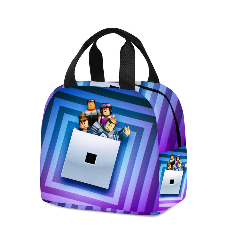 3D 新しい Roblox ROBLOX ランチバッグ小学生ランチボックスバッグ diy アイスバッグポリエステルプリント食事バッグ|undefined