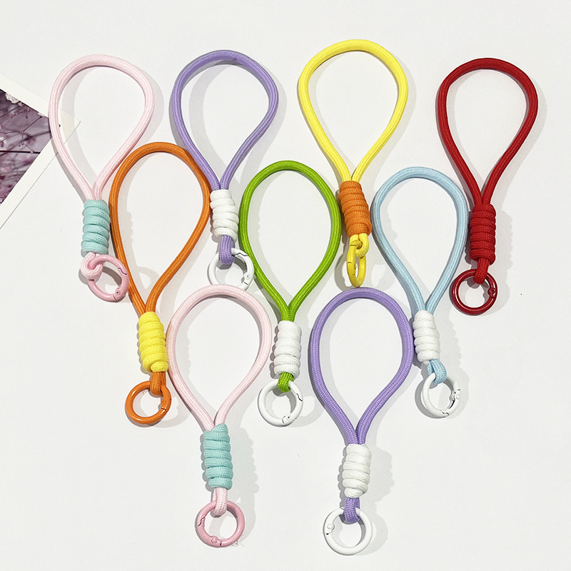 Mobile Phone Lanyard Short Color-matching Knot Woven Lanyard Keychain Anti-losing Mobile Phone Lanyard Plush Toy Lanyard