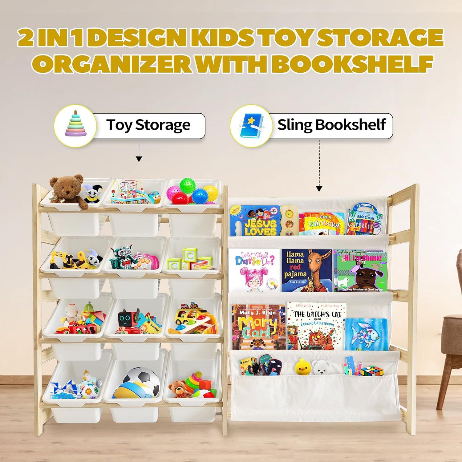 Wooden multi-layer picture book floor storage rack solid wood kindergarten area simple bookcase children's toy storage rack