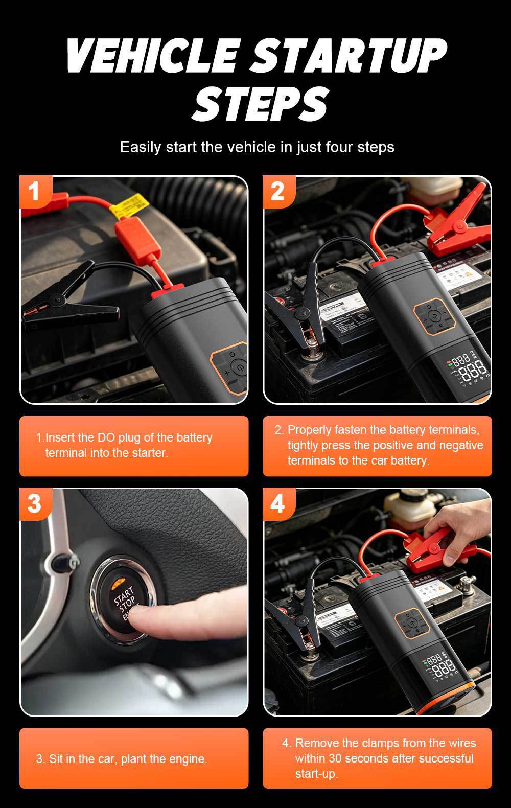 Cross-border electric air pump, car-mounted air pump, rechargeable digital display wireless tire inflator, car emergency starting power supply