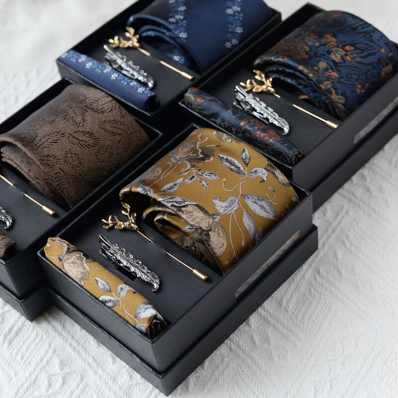 Manufacturer's Cross-Border Tie Set, Business Casual Formal Wear, High-End Groom's Retro Gift Box, Birthday Gift Manufacturer's Cross-Border Tie Set, Business Casual Formal Wear, High-End Groom's Retro Gift Box, Birthday Gift