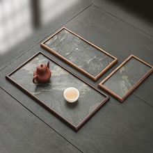 天彩岩茶托盘岩石面板茶台干泡台茶盘高级侘寂风茶具展示收纳盘然
