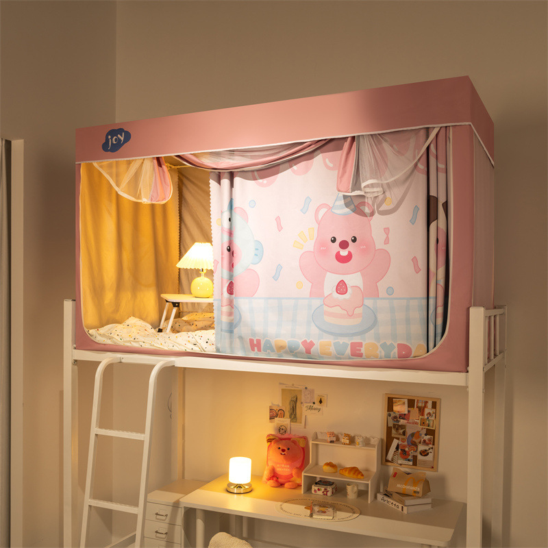 Nuevo tipo de instalación gratuita dormitorio de estudiantes cama individual mosquitera anti-mosquitos 2025 nueva cama superior e inferior dormitorio para bebés anti-caída