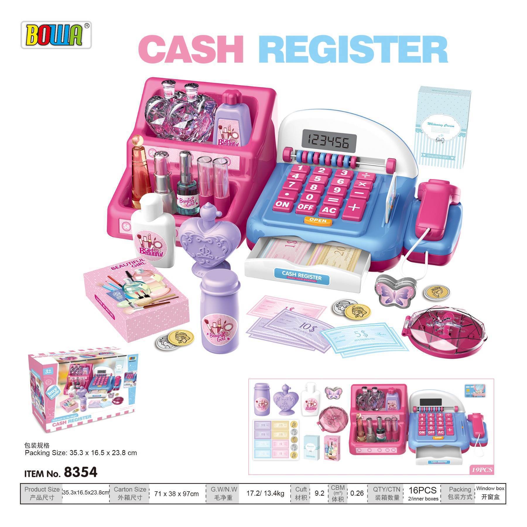 8354 Caja registradora con función de cálculo / tecla sonido / luz