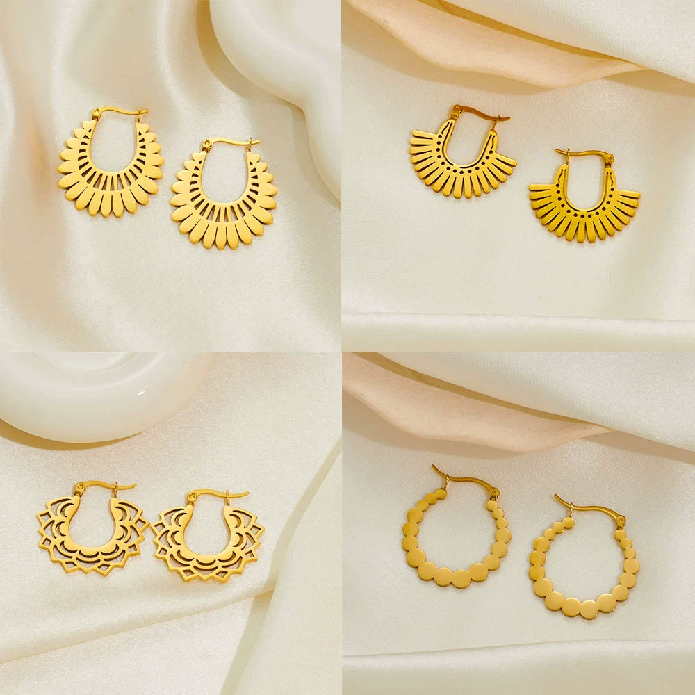 Серьги из нержавеющей стали с геометрическим дизайном, в форме солнца, модные, ретро, из титановой стали, легкие, роскошные, высококачественные, женские.