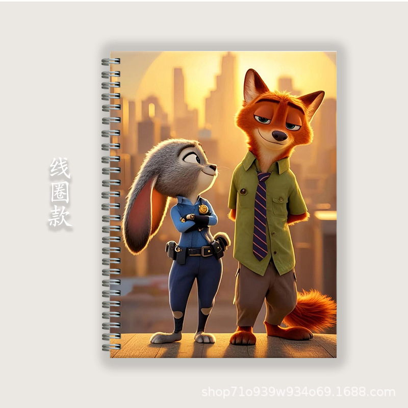 Crazy Animal City a5b5a4 cuaderno de notas de bobina de cáscara dura cuaderno de tareas de línea horizontal en inglés cuaderno cuadrático