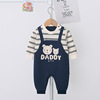 Children's spring suspenders, set, bodysuit, clothing, with embroidery, with little bears, long sleeve