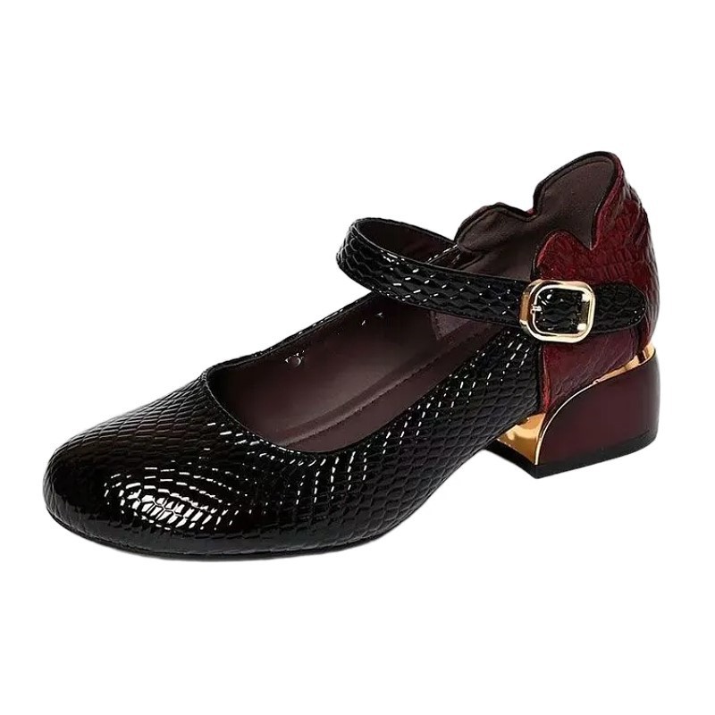 2026 primavera y verano nuevos zapatos de talón bajo de talón bajo de cabeza redonda con zapatos para mujeres