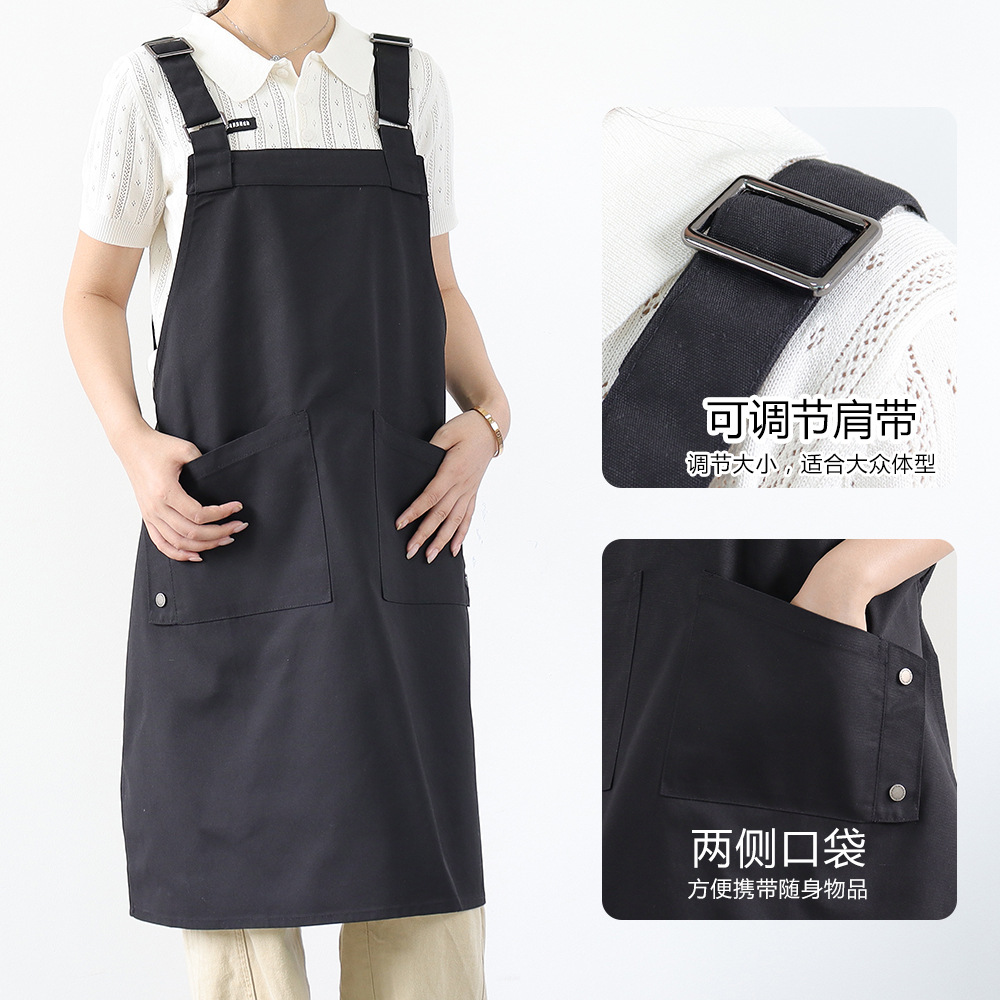 Transfronterizos delantal impermeable logo personalizado correa de hombro restaurante barista ropa de trabajo delantal de cocina doméstica