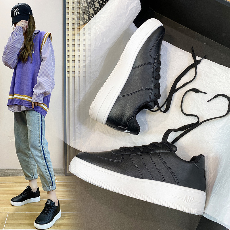Zapatos negros de comercio exterior para mujeres 2023 nueva primavera y otoño zapatos blancos de la Fuerza Aérea N ° 1 zapatillas casuales de cuero zapatos de plataforma de todo el Partido