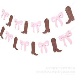 レトロちょう結びブーツラ旗西部カウボーイテーマパーティー装飾ラ花子供誕生日洗礼バナー