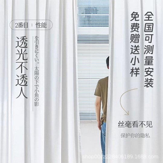 Phantom Sheer Curtains, Thickened, Light-Transmitting but Not See-Through, Cat-Scratch Resistant, for Living Room and Bedroom