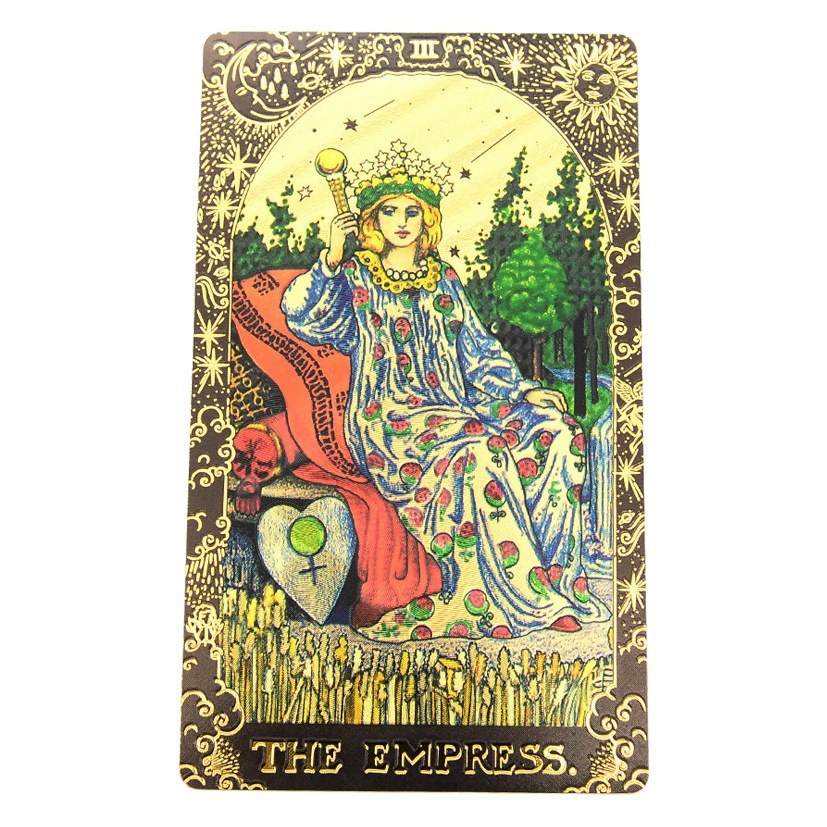 Nuevo Oro Negro Waite hoja de oro tarot marca tarot dorado impresión en color plástico PVC impermeable juego de mesa al por mayor transfronteriza