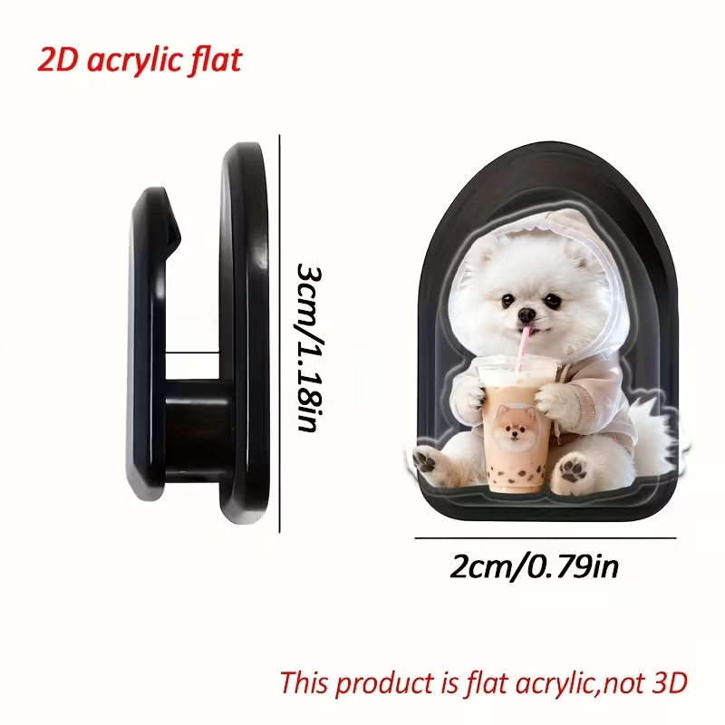 Cross-Border Acrylic 2D Flat Surface with Pomeranian Pattern Drinking Milk Tea, Multifunctional Adhesive Car Sticker Cross-Border Acrylic 2D Flat Surface with Pomeranian Pattern Drinking Milk Tea, Multifunctional Adhesive Car Sticker