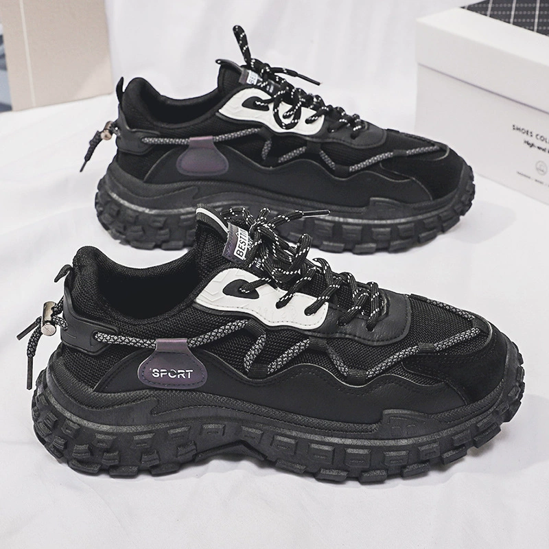 Весенняя новая дышащая сетчатая обувь, мужские кроссовки, универсальная Нескользящая повседневная обувь для пап в Корейском стиле со скрытой высотой, мужская обувь