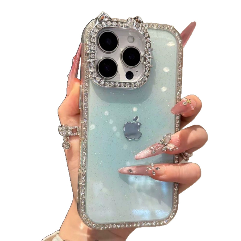 猫耳朵镶钻渐变色适用iPhone16pro手机壳苹果15网红14promax女13|undefined