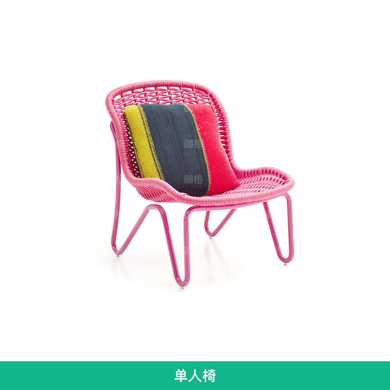Balcón al aire libre silla de ratán hogar perezoso ocio silla mesa de té de tres piezas jardín al aire libre patio mesa y silla de ratán image 6