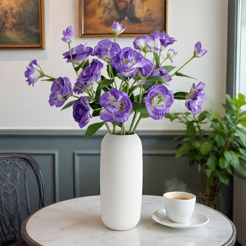 New 4-Head Lisianthus Artificial Flower Silk Flower Fake Flower Wedding Wedding Decoration Ornaments Decoration Manufacturer Wholesale