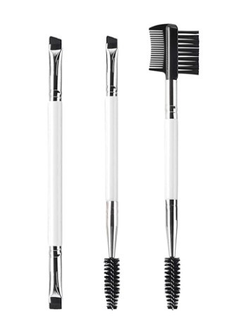 Mango blanco de doble cabeza de pestañas peine corrección de cejas peine de cejas cepillo de cejas de cerdas de fibra cepillo de cejas pestañas cepillo de doble propósito