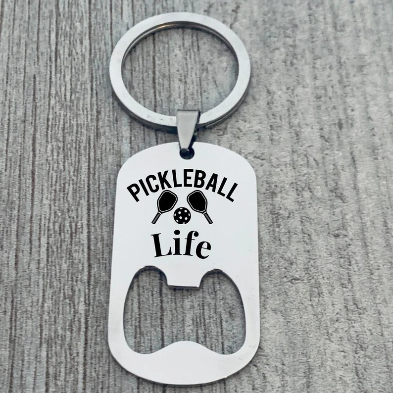 Stainless Steel Bottle Opener Keychain Pickball Pickleball Gift for Grandpa and Dad Father's Day Gift