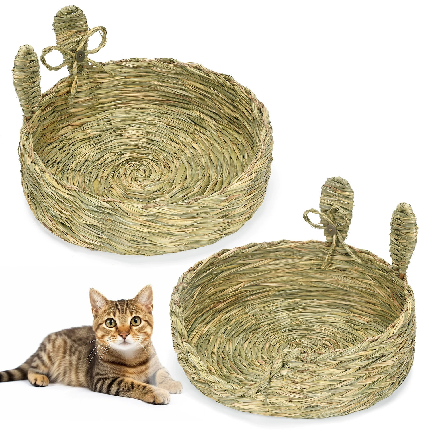 Дышащее гнездо ручной работы для домашних животных Four Seasons Универсальный соломенный кошачий дом крутой коврик экологически чистое съедобное Большое Гнездо для кроликов