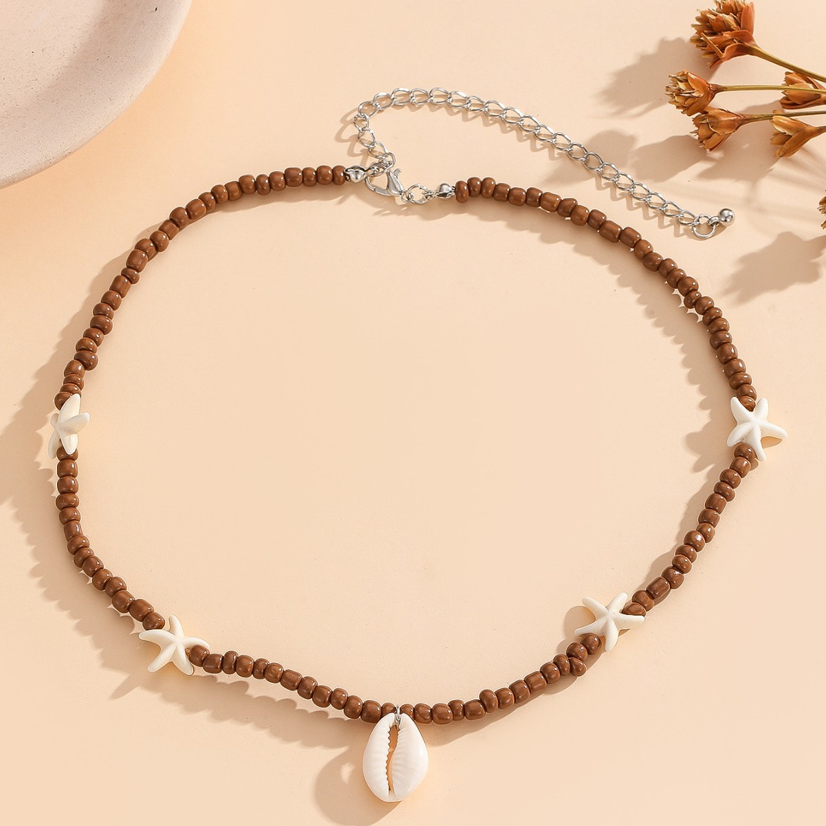 Collana girocollo boho con perline conchiglia e stella marina_voghion.com