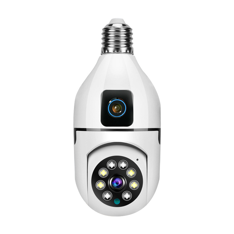 Tuya graffiti wifi teléfono móvil monitoreo remoto inteligente HD visión nocturna doble lente E27 bombilla cámara doméstica