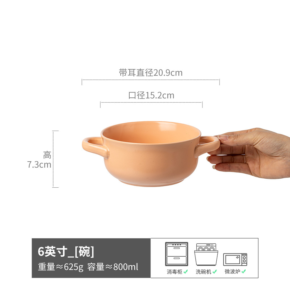 Tazones de orejas creativos de alto valor, una gran colección de vajillas prácticas, tazones de cerámica, tazones de sopa para el hogar que no están calientes, tazones de fideos retro