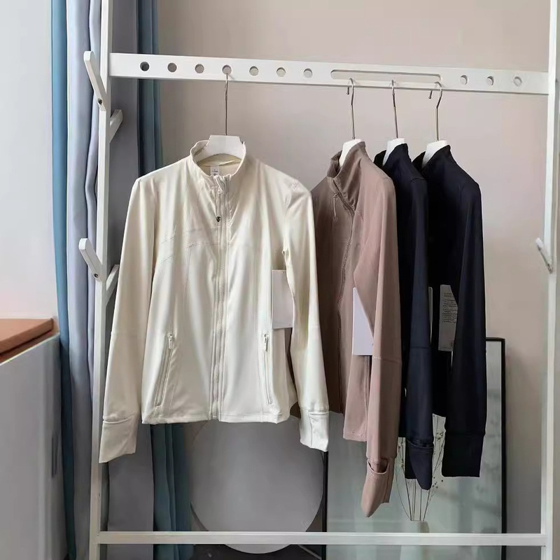 BI Four-sided Elastic Yoga Jacket Fitness Running Slim-fit Slim-fit Standing Collar Sports Jacket Women's Top