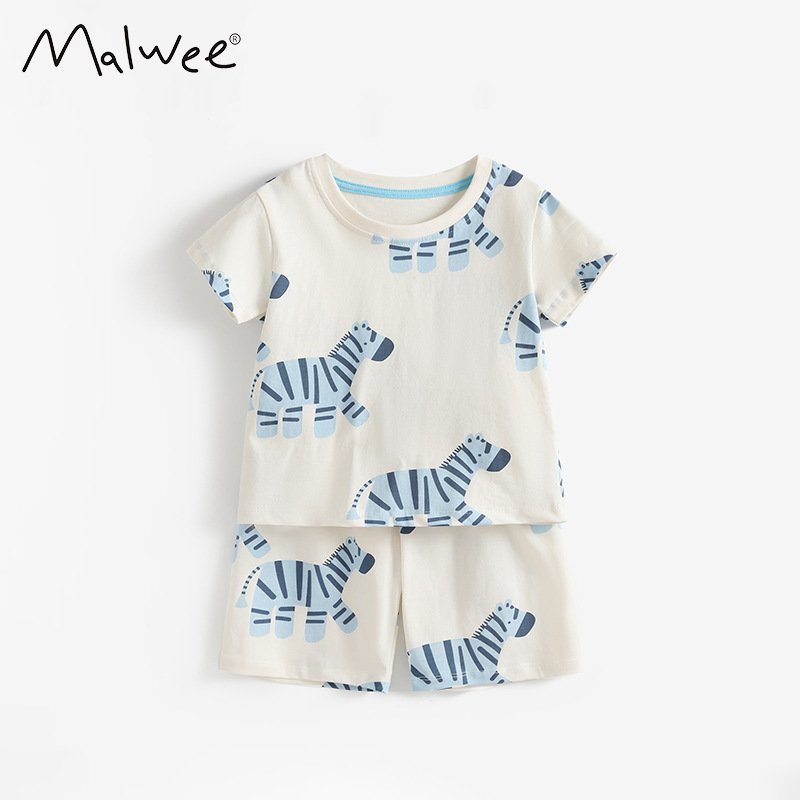 Malwee transfronterizo pijamas de niños verano nuevo lindo niño cuello redondo manga corta Europa y Estados Unidos juego casual para niños