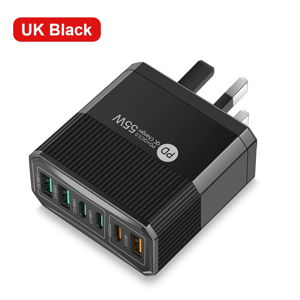 Зарядное устройство для мобильного телефона 3PD+3USB, быстрая зарядка для путешествий, зарядный блок PD55W QC3.0+PD25W
