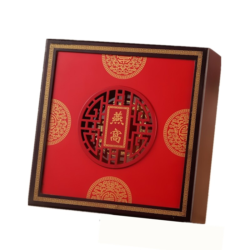 Caja de nido de pájaro tallada roja, caja de madera, caja de trazabilidad, caja de regalo de embalaje de 100g, 250g, caja vacía