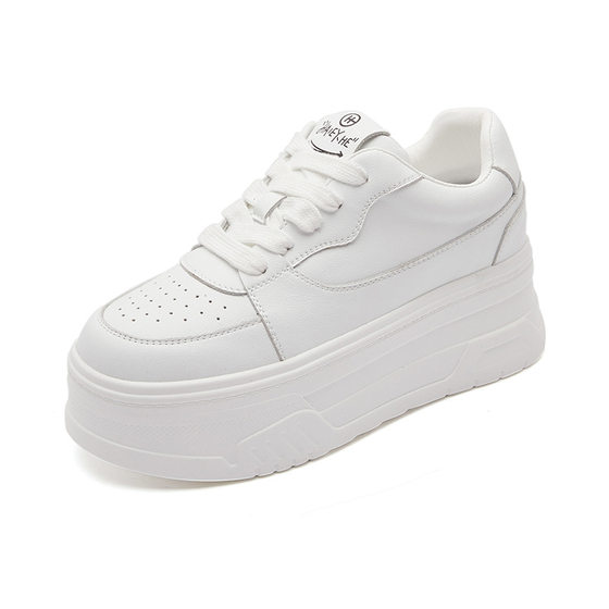 Genuine Leather White Shoes Women's 2023 New Women's Shoes All-match Thick Bottom Breathable Explosive Inner Height Raising Small Platform Shoes