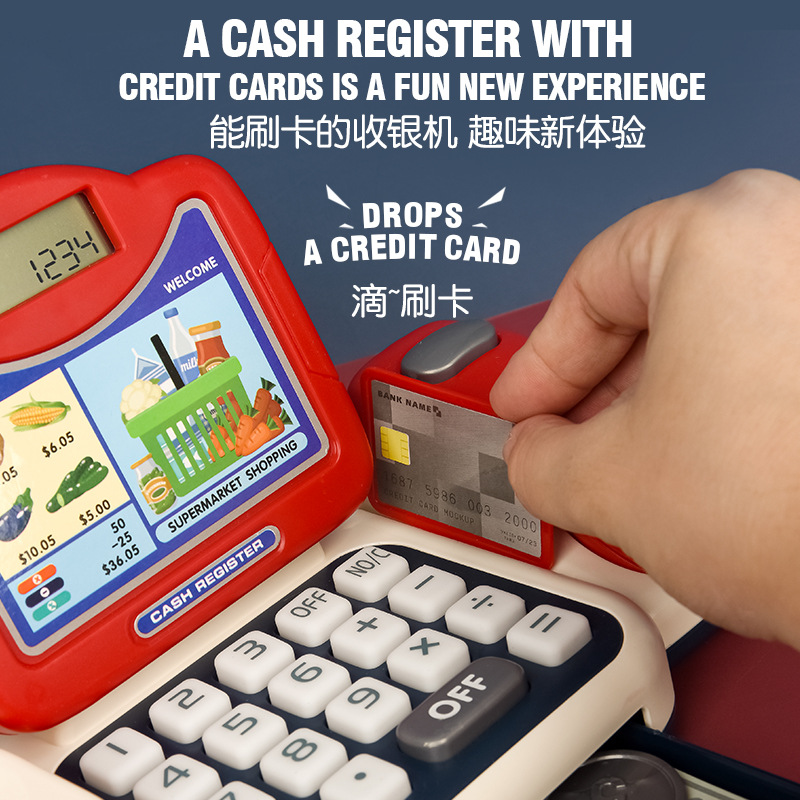 Amazon Hot Selling Children's Simulation Supermarket Cash Register Set Toys Educational Multifunctional Cash Register Play House