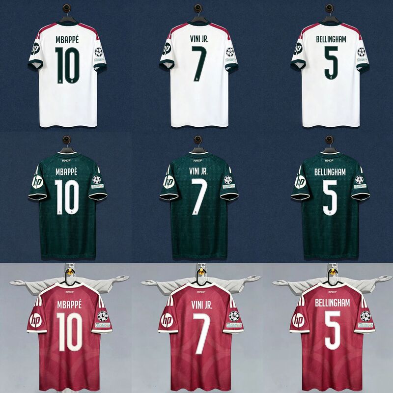 2627 Real Madrid Home and Away Number 5 Bellingham, Number 7 Vinicius, Number 10 Mbappe Football Jersey 2627 Real Madrid Home and Away Number 5 Bellingham, Number 7 Vinicius, Number 10 Mbappe Football Jersey