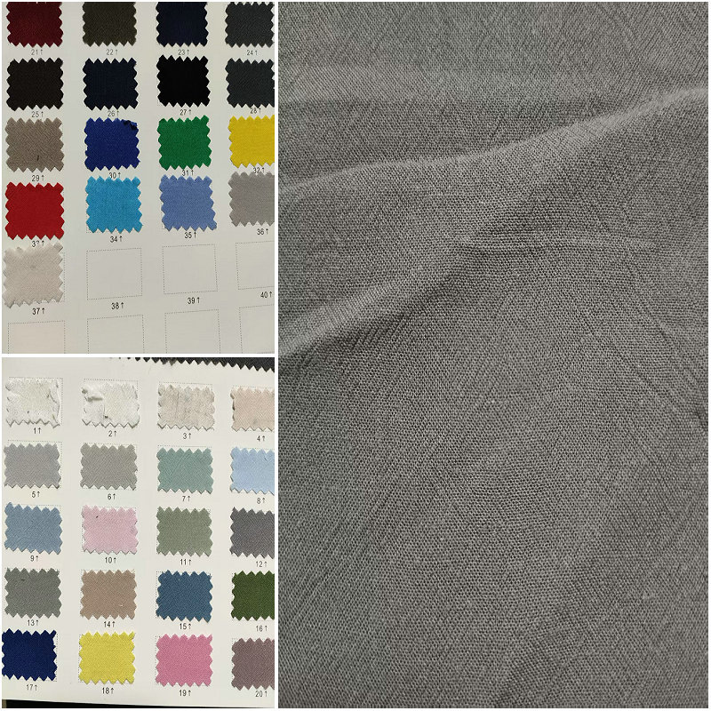 3068 砂洗亚麻粘绉布 亚麻粘胶面料 亚麻粘胶水洗 机缸长车 都有