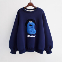 尾单大牌女装剪标慵懒风卫衣女加绒加厚卡通搞怪立体装饰