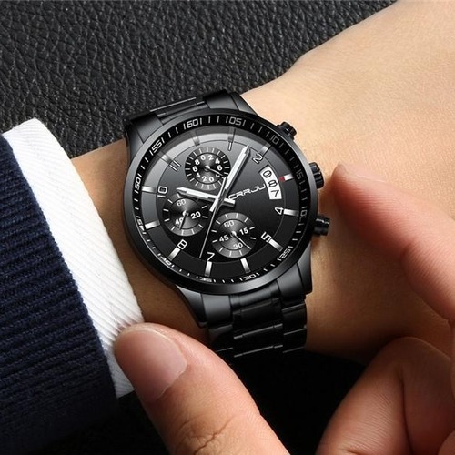CRRJU/Kajun 2214 men's business watch men's six-hand chronograph multi-function calendar stainless steel watch