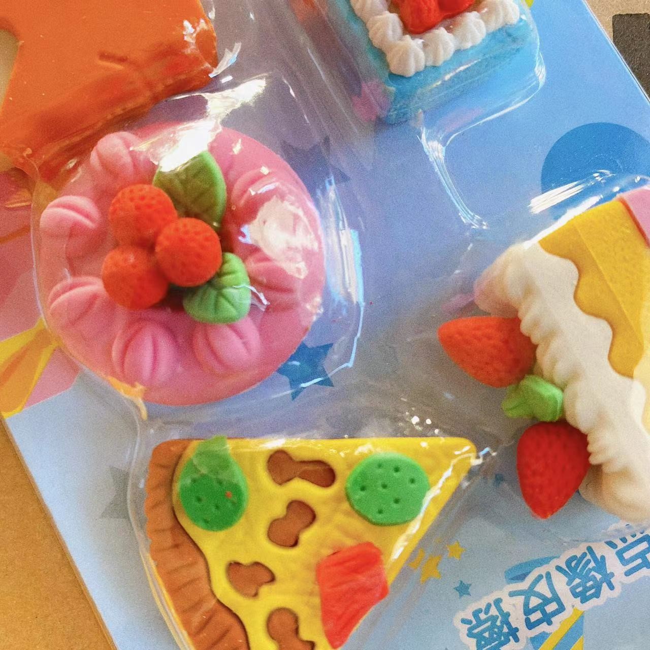 Borrador de dibujos animados para niños pastel creativo postres simulación de goma de objetos reales estudiantes primarios premios adorables papelería al por mayor