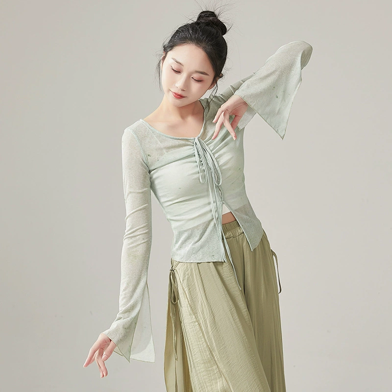 Топ с длинным рукавом и классическим танцем Одежда для китайских танцев Одежда для современной танцевальной практики Одежда для тела