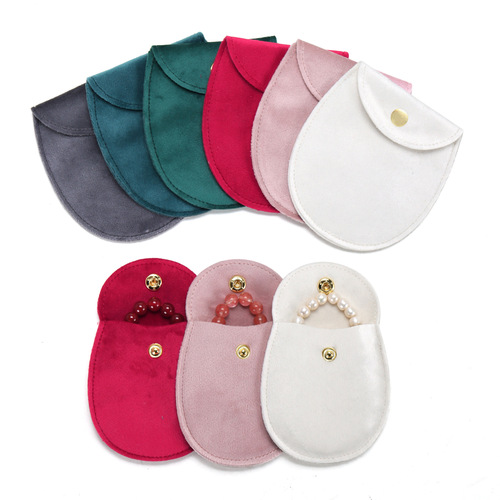 Oval bottom velvet gold buckle bag jewelry bag snap packaging bag gift bag toy bracelet storage bag jewelry