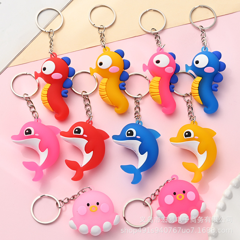New marine animal key chain whale key chain octopus key chain dolphin pendant student small gift gift