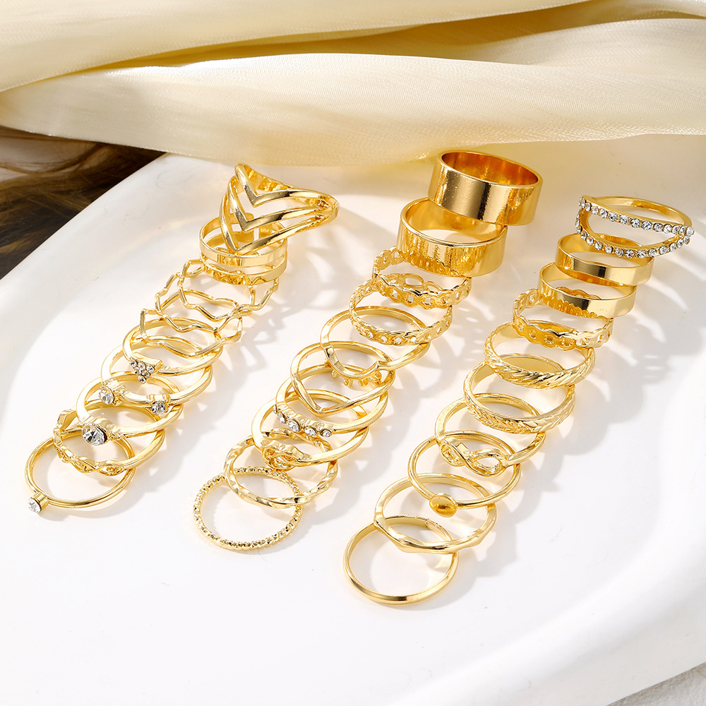 43g Weight Rings Classification 1 Set Quantity Holiday, Daily Occasion Alloy Material Waves, Heart Shape Pattern Women's Gender Plating Design Simple Style, Classic Style Style Simple Style Classic Style Waves Heart Shape Alloy Plating Women's Rings 4