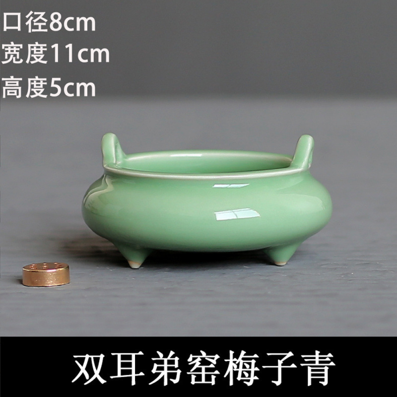 神仏を祀る家庭用陶器香炉、双耳三脚、祭用香炉、白檀炉、香座、仏具、香道具|undefined
