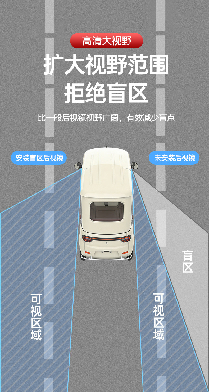 Electric tricycle rearview mirror, universal rearview mirror for four-wheel vehicles, indoor suction cup reflector, electric vehicle interior mirror