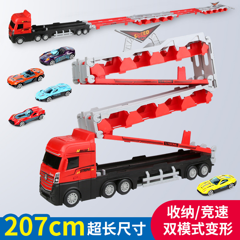 Aleación educativa gran deformación pista de almacenamiento plegable catapulta camión ingeniería estacionamiento juguetes para niños al por mayor