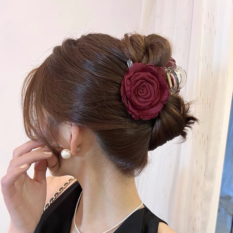 Satín de alta sensación, arco negro grande, clip de tiburón, toque de cabeza, clip de nube, clip de agarre, clip de cabello, tarjeta de cabello de mujer