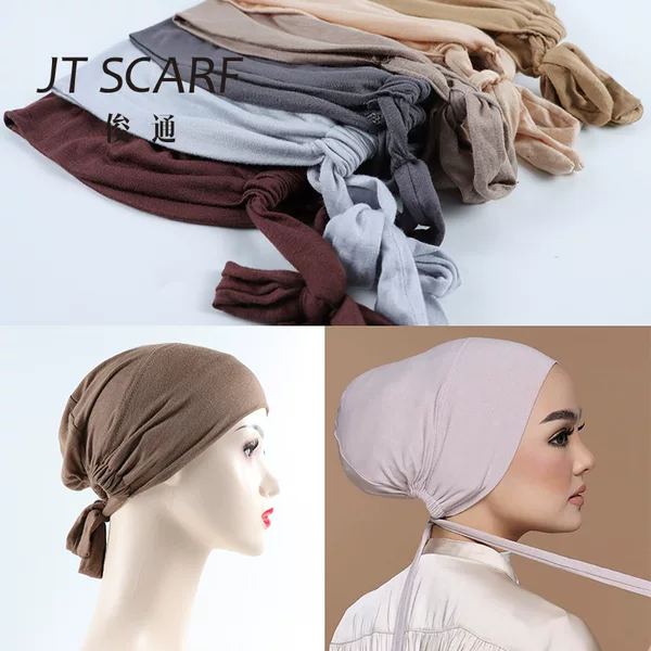 Customized Elastic Mercerized Cotton Tie-On Cap with Adjustable Rayon Ethnic Style Headscarf and Drawstring